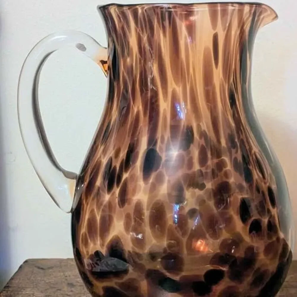 Hand Blown Tortoiseshell Glass Pitcher